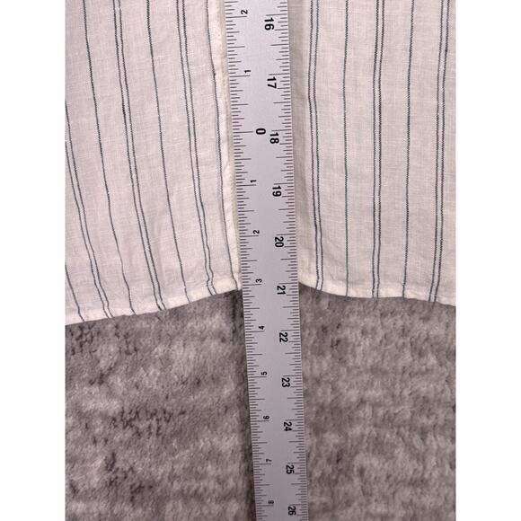 Banana Republic Top Medium Womens Boxy Crop Linen Shirt Vanilla Striped - Picture 6 of 9